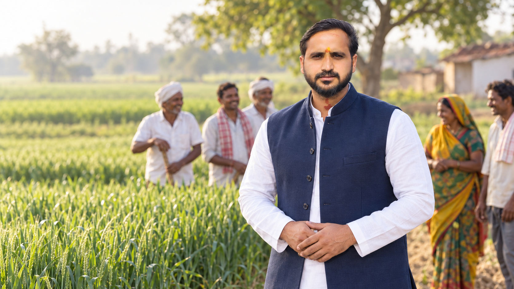 ग्रामीण क्षेत्र में किसानों के साथ सुभाष कुमार पाण्डेय